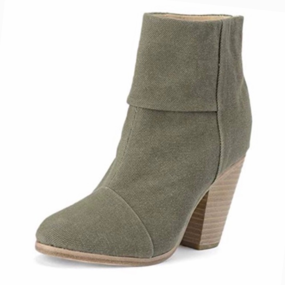 Rag & Bone Canvas Newberry Olive Green Ankle Bootie